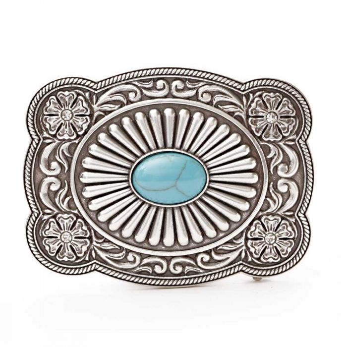 Attribute Belt Buckle with Oval Turquoise