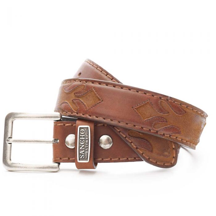Sancho Leather Belt 7179 Combination Brown