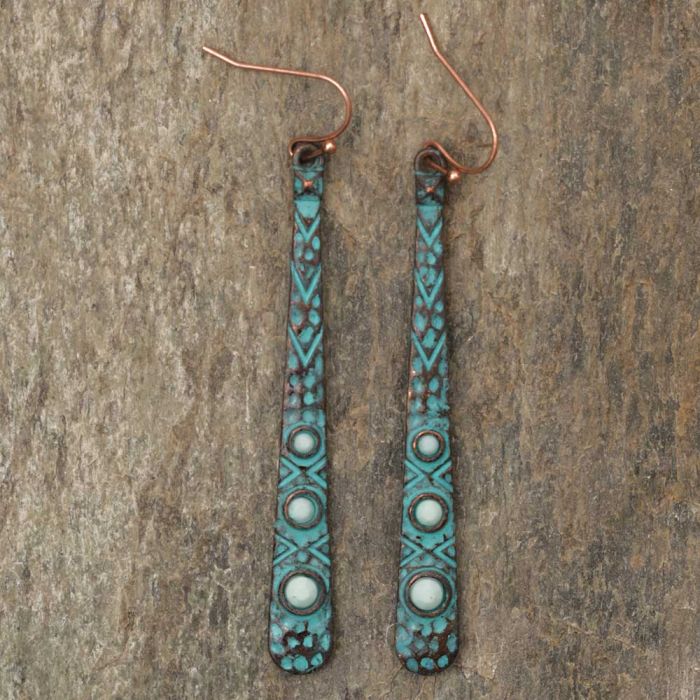 Rod Earrings Turquoise with Stone Style 522