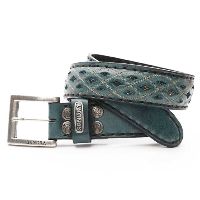 Turquoise Blue Jeans Leather Belt 8880 Mont Blanc Marina