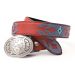 1067 Red Sancho leather belt with blue applications 