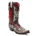 SSendra Boots 6885 Cowboy Boots Vintage Red combined with washed out ice grey and black eagle endra Boots 6885 Cowboystiefel Vintage Rot kombiniert mit verwaschenen Eisgrau und schwarzem Adler 