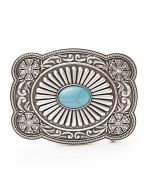 Attribute Belt Buckle with Oval Turquoise