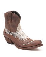 Sancho 9849 Men's Westerm Ankle Boot with Exotic Leather Imitation