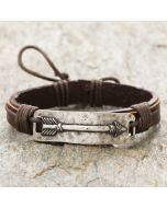 Bracelet en cuir № 441 brun foncé avec flèche