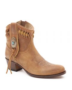 13387 Linedance Sendra Ankle Boots with leather ribbon in light brown leather