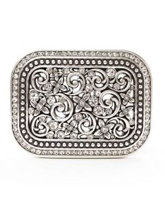 Floral Ornament Belt Buckle with Rhinestones