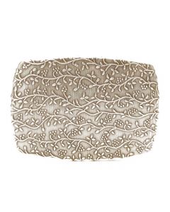 Floral belt buckle with finely punched leaves and with flower tendrils