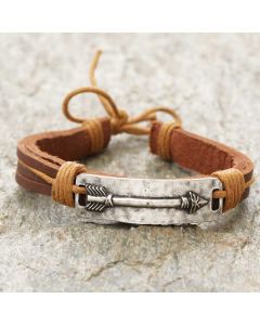 Leather Bracelet № 442 Light Brown with Arrow