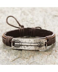 Leather Bracelet № 441 Dark Brown with Arrow